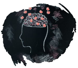 Head and Brain with hearts