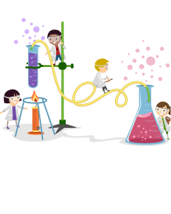 Kids playing on lab equipment