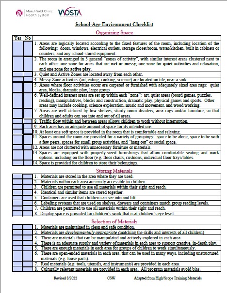 Environment Checklist